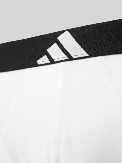 Produktfoto, Slip mit elastischem Logo-Bund Modell 'Active Flex' im 3er-Pack von adidas, Mieszanka bawełny i elastanu, pasek z logo, zestaw 3 szt., biel, czerń, gładka tekstura