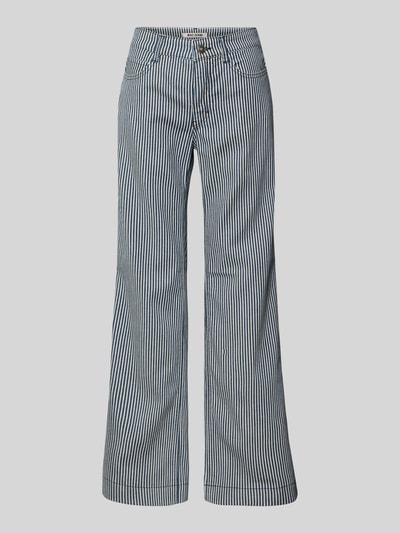 Produktfoto, Wide Leg Jeans im Allover-Look von MAC, bawełniany miks z domieszką stretchu, szeroka nogawka, kieszenie wpuszczane, szerokość w rozmiarze 36/32: 39 cm, długość nogawki od wewnątrz w rozmiarze 36/32: 82 cm, niebiesko-białe pionowe pasy, gładka tekstura