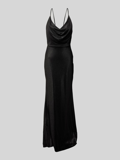 Unique Abendkleid mit Wasserfall-Ausschnitt Black 1