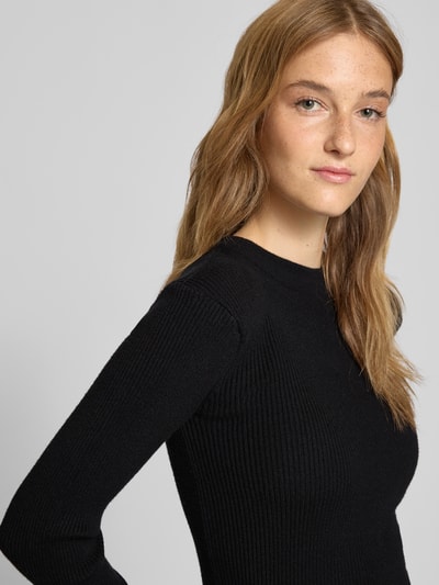 Pieces Sweter o kroju slim fit z dzianiny z mieszanki wiskozy model ‘MIRA’ Czarny 3