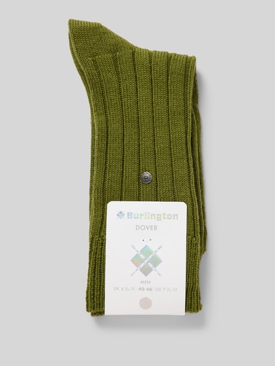 Burlington Sokken met labeldetail, model 'Dover' Rietgroen - 3