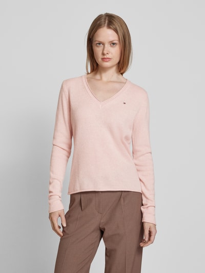 Tommy Hilfiger Wollen pullover met logostitching Roze - 4