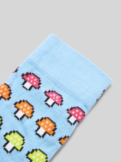 Happy Socks Socken mit Motiv-Stitching Modell 'MUSHROOM STRIPE' Hellblau 2