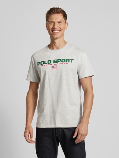 Polo Sport T-shirt met labelprint Lichtgrijs gemêleerd - 4