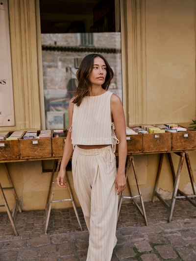 P&C* curated by Anna Schürrle Regular Fit Blusentop mit Leinen-Anteil Sand 6