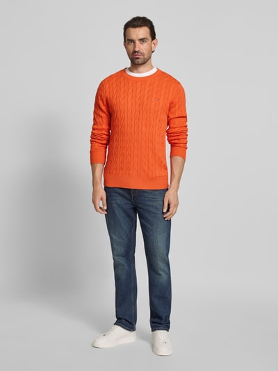 Tommy Hilfiger Regular fit gebreide pullover van zuiver katoen Oranje - 1