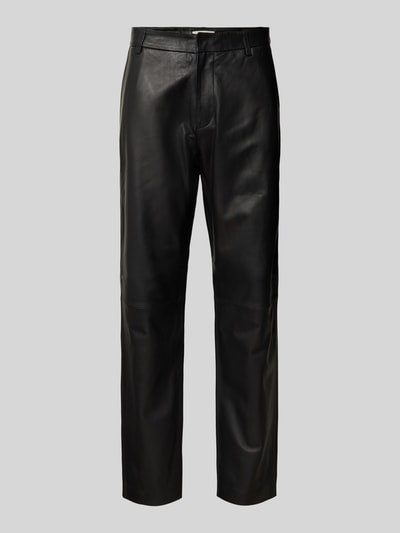 SELECTED HOMME Wide leg broek van echt lamsleer, model 'CHANCE' Zwart - 2