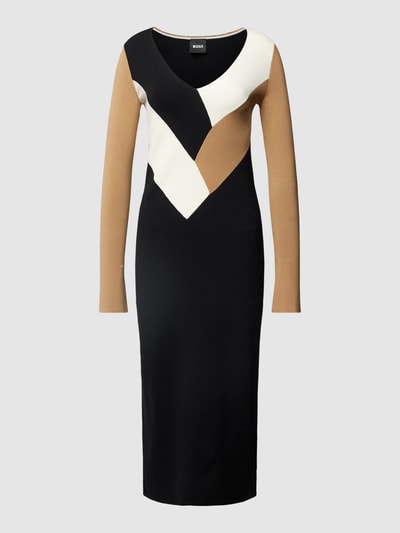 BOSS Sukienka midi w stylu Colour Blocking model ‘Florency’ Camel 2