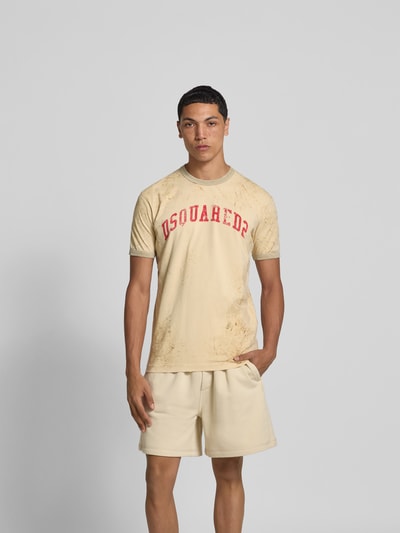Dsquared2 T-Shirt mit gerippten Abschlüssen Beige 4