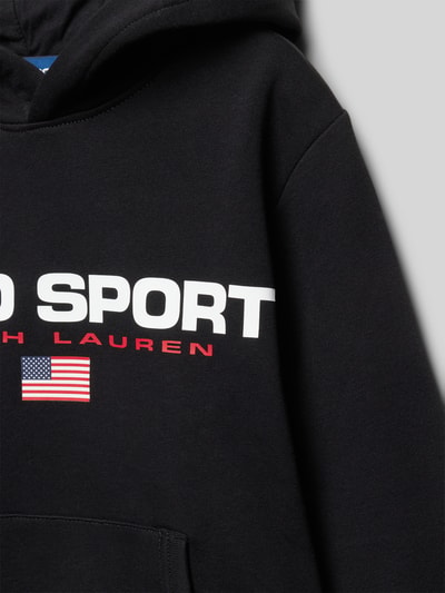 Polo Sport Hoodie met labelprint Zwart - 2