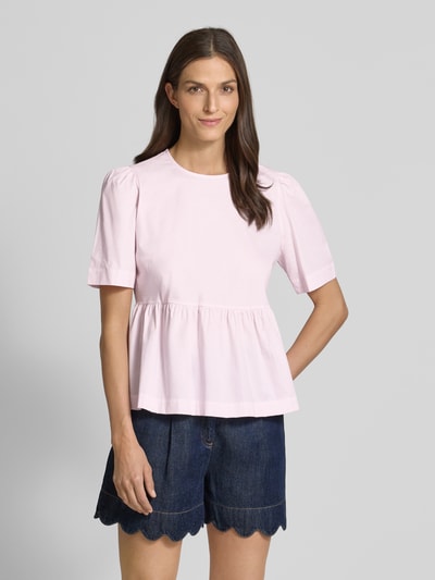 Rich & Royal Bluzka z okrągłym dekoltem i zapięciem na guzik Różowy 4