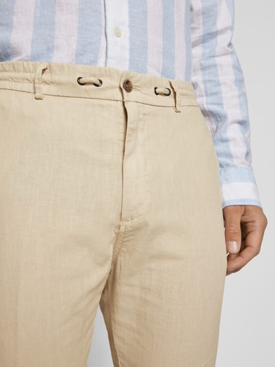 CINQUE Tapered Fit Leinenchino mit Bügelfalten Modell 'JULI-O' Beige 3