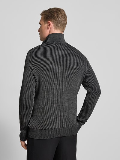 Marc O'Polo Regular Fit Troyer in Rippstrick-Struktur Anthrazit 5