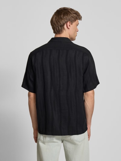 Only & Sons Regular Fit Freizeithemd mit Leinen-Anteil Modell 'ROBERT' Black 5