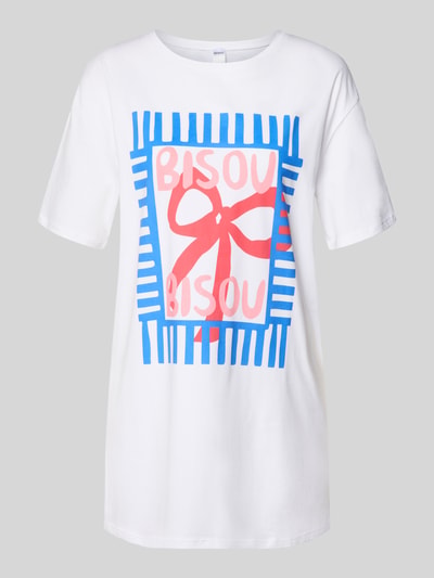 Produktfoto, Relaxed Fit Schlafshirt mit motiefprint van Skiny in wit met blauwe en roze details, katoenmix, ronde hals