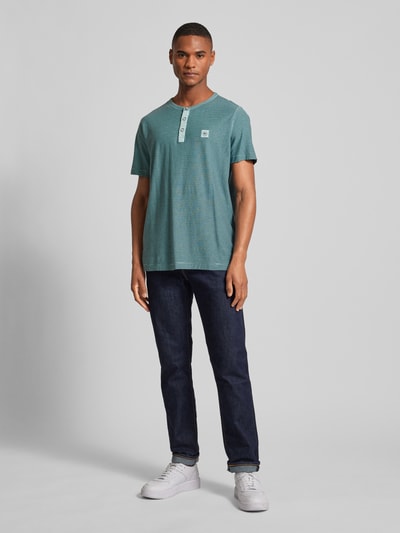 Lerros T-Shirt mit Serafino-Ausschnitt Blau 1
