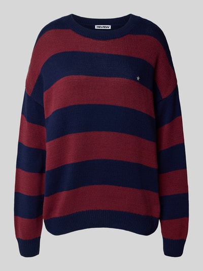 Review Relaxed fit gebreide pullover met streepmotief Bordeaux - 2