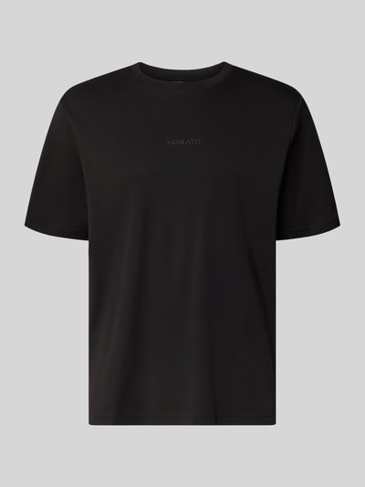 Produktfoto, schwarzes Relaxed Fit T-Shirt mit Rundhalsausschnitt von Antony Morato, reine Baumwolle, glatte Oberfläche, Rückenlänge 71 cm