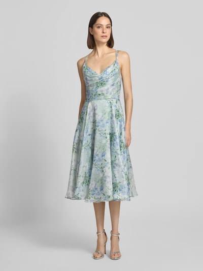 LUXUAR FASHION Cocktailkleid mit Wasserfall-Ausschnitt Hellgruen 4