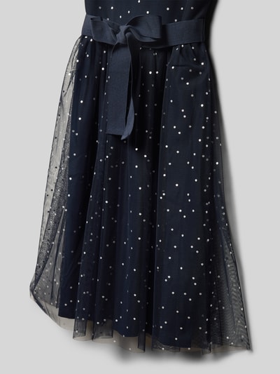 s.Oliver RED LABEL Getailleerde mesh jurk en strikceintuur Marineblauw - 2