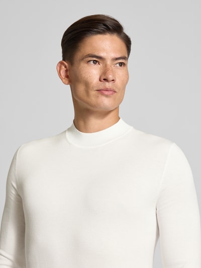 HUGO Regular fit gebreide pullover van viscosemix, model 'SAN MARC' Offwhite - 3