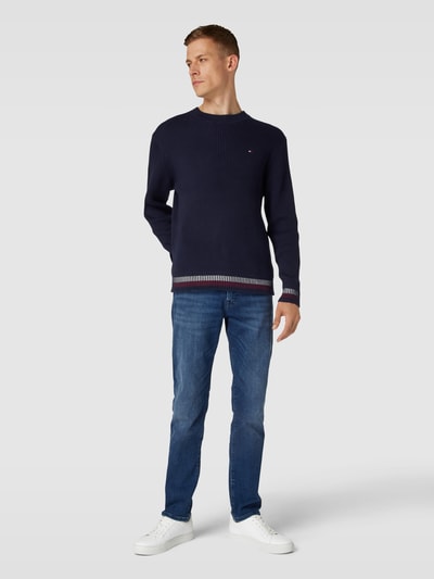 Tommy Hilfiger Gebreide pullover met logostitching, model 'SHADOW' Marineblauw - 1