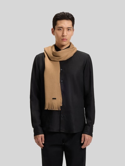 BOSS Sjaal van zuivere scheerwol Camel - 1