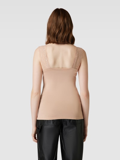 Pieces Top met bandjes van viscosemix met kant, model 'BARBERA' Taupe - 5