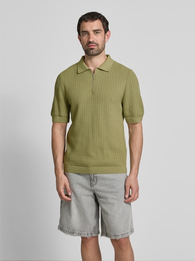 JAKE*S STUDIO MEN Regular Fit Poloshirt mit Zopfmuster Hellgruen 4