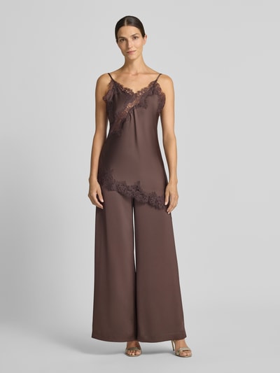 Jake*s Cocktail Regular fit blousetop met kant Donkerbruin - 1