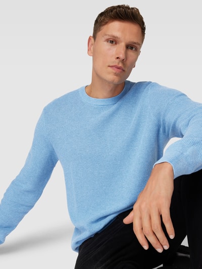 MCNEAL Strickpullover mit gerippten Abschlüssen Blau Melange 3