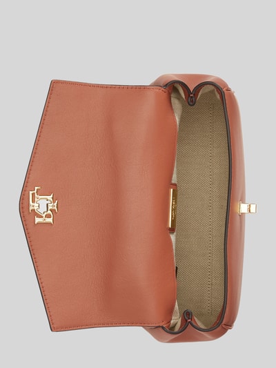 Lauren Ralph Lauren Torba na ramię z naturalnej skóry z odpinanym paskiem na ramię Terakotowy 3