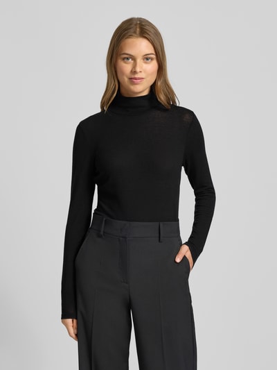 Windsor Bluzka z długim rękawem i prążkowaną stójka Czarny 4