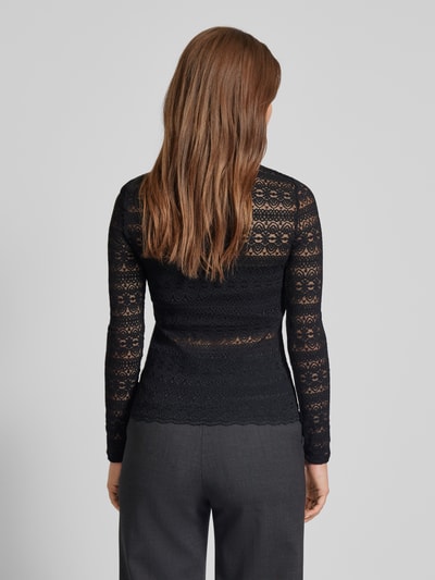 Vero Moda Shaped Fit Langarmshirt aus Spitze mit hochgeschlossenem Kragen Modell 'ZOE' Black 5