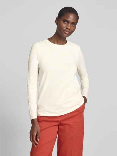 MM Bluzka z długim rękawem o kroju slim fit z mieszanki bawełny model ‘CRIS’ Écru 4