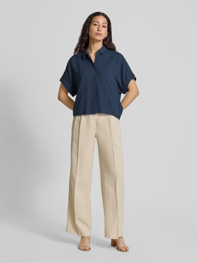 Selected Femme Bluzka o kroju relaxed fit z mieszanki wiskozy i lnu model ‘VIVA’ Ciemnoniebieski 1