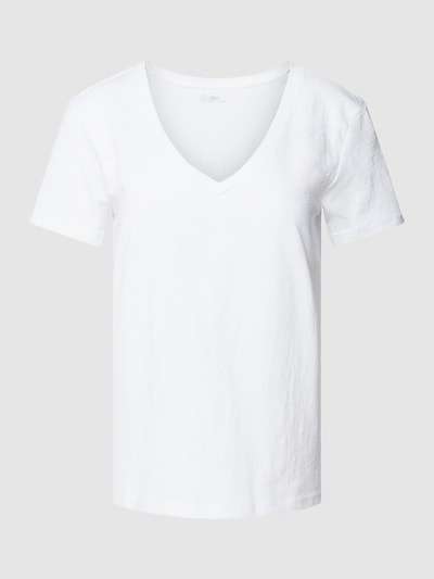 Jake*s Casual T-Shirt mit V-Ausschnitt Weiss 2