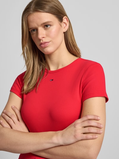 Tommy Jeans t-shirt o kroju slim fit z mieszanki bawełny Czerwony 3