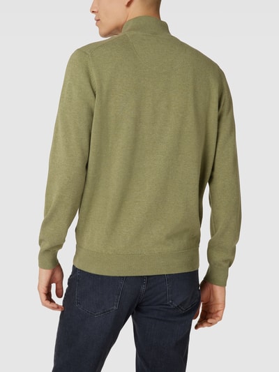 Fynch-Hatton Strickpullover mit Label-Stitching Modell 'Troyer' Olivgrün 5