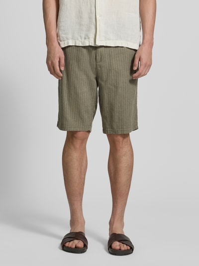 Tom Tailor Regular Fit Leinenshorts aus Leinen-Baumwoll-Mix Oliv 4