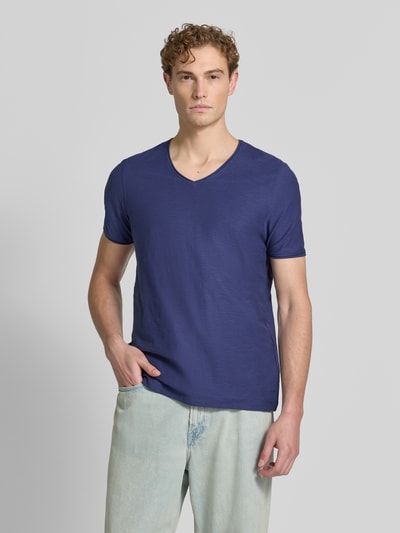 MCNEAL T-shirt met V-hals en rolzoom Marineblauw - 4