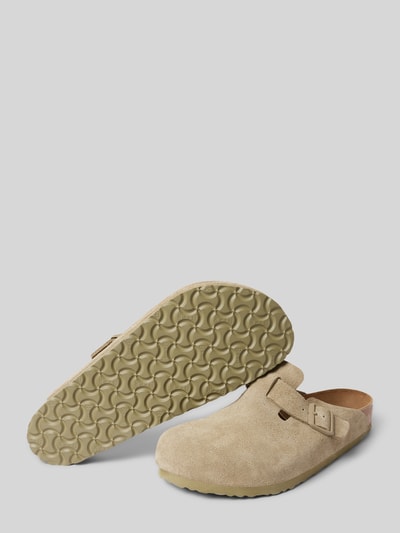 Birkenstock Lederslides mit Dornschließe Modell 'Boston' Khaki 4