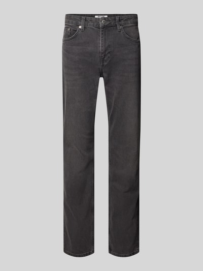 Produktfoto, Regular Fit Jeans aus Baumwoll-Mix Modell 'WEFT' von Only & Sons, krój regular fit, unifarben, 5-pocket, denim, label stitching, czarny