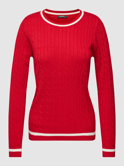 Montego Gebreide pullover met ribboorden Rood - 2