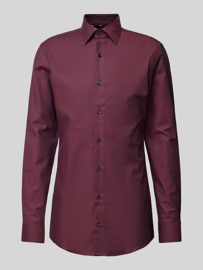 BOSS Slim fit zakelijk overhemd met extra lange mouwen, model 'Hank' Bordeaux - 2