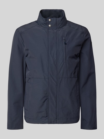 Produktfoto, dunkelblaue Jacke mit Stehkragen und Reißverschluss von Geox, Baumwoll-Mix, Regular Fit, mit Taschen, neutrale Struktur
