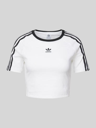 adidas Originals Cropped T-Shirt mit Label-Print Weiss 1