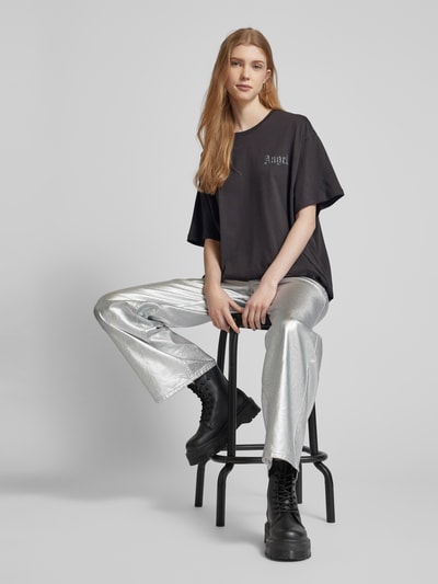 Only Oversized T-shirt met labelprint, model 'LIVA' Antraciet - 1