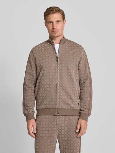 JOOP! Collection Sweatjack met labeldetail en opstaande kraag Beige - 4