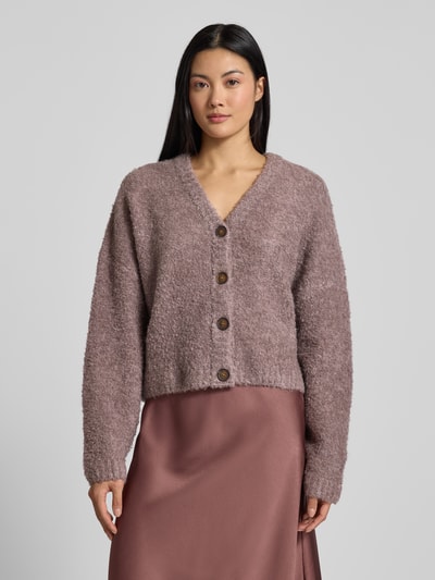 JAKE*S STUDIO WOMAN Strickjacke in Bouclé-Optik mit V-Ausschnitt Flieder 4